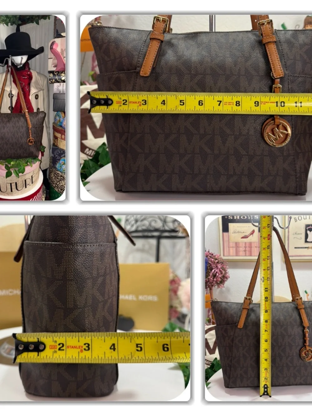 CHIC MICHAEL KORS BROWM MONOGRAM TOTE BAG! (W/MK FOB)